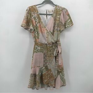 Altar’d State | Womens Green & Pink Open Cross Body Style Flowy Dress Adjustable